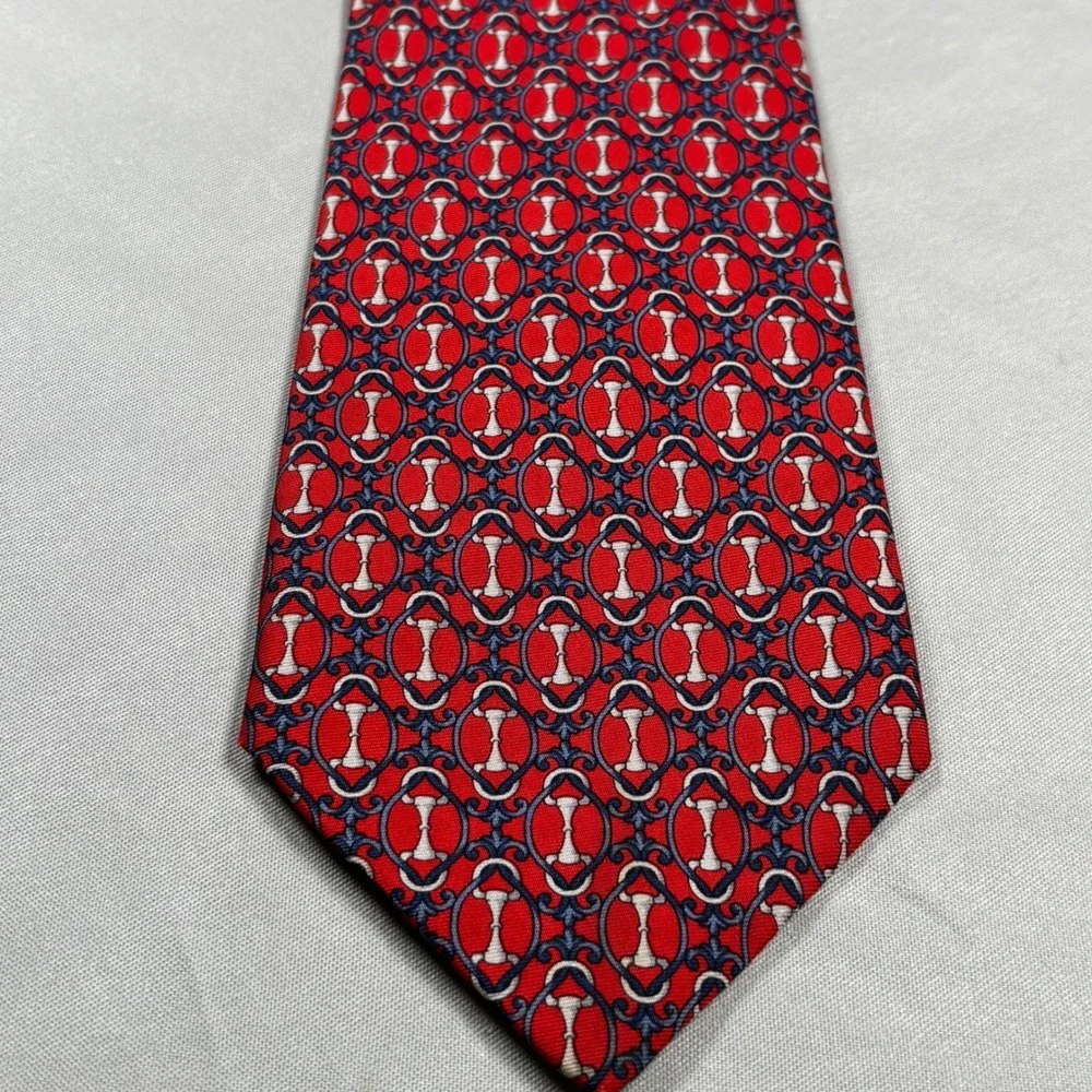 O'Connell Lucas-Chelf Necktie Men OS Red Pink Silk Medallion‎ Equestrian Lot 2